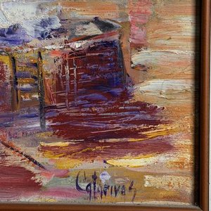 Óleo "Barco en Puerto" de Corina Catarivas, 26x21cm - imagen 4