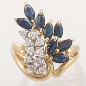 Anillo Oro 14k con Zafiros y Brillantes - imagen 1