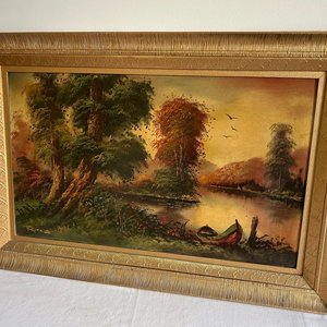 Cuadro al óleo "Paisaje" 90x60cm, firmado - imagen 3