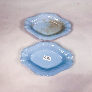 Dos Centros Ovales de Porcelana Inglesa Celeste - imagen 2