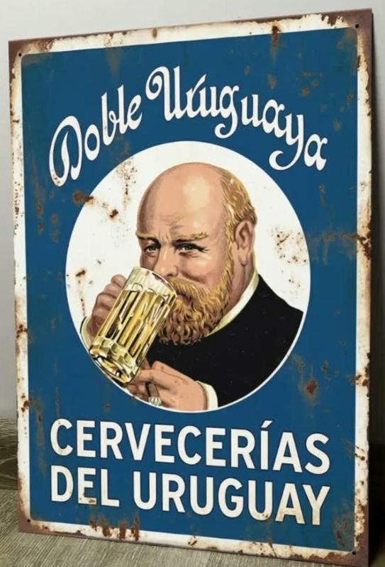 Cartel Metálico Decorativo Cerveza Doble Uruguaya 28x19 cm