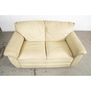 Sofá de Dos Cuerpos Tapizado en Cuero Beige - imagen 3