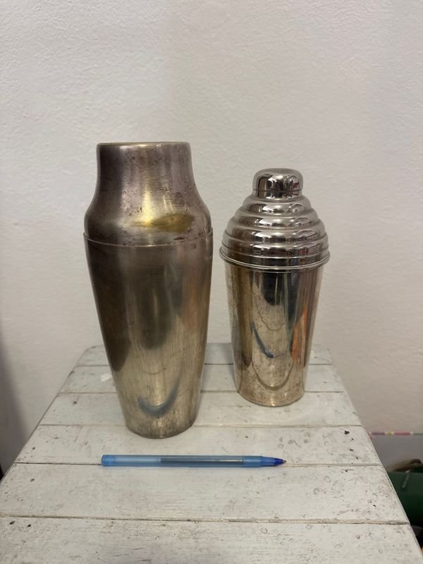 Lote de 2 Cocteleras Metálicas Plateadas