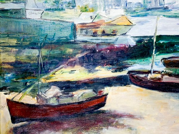 Pintura óleo sobre tela, paisaje marino, firmada por Elsa Fernández Espina - imagen 2
