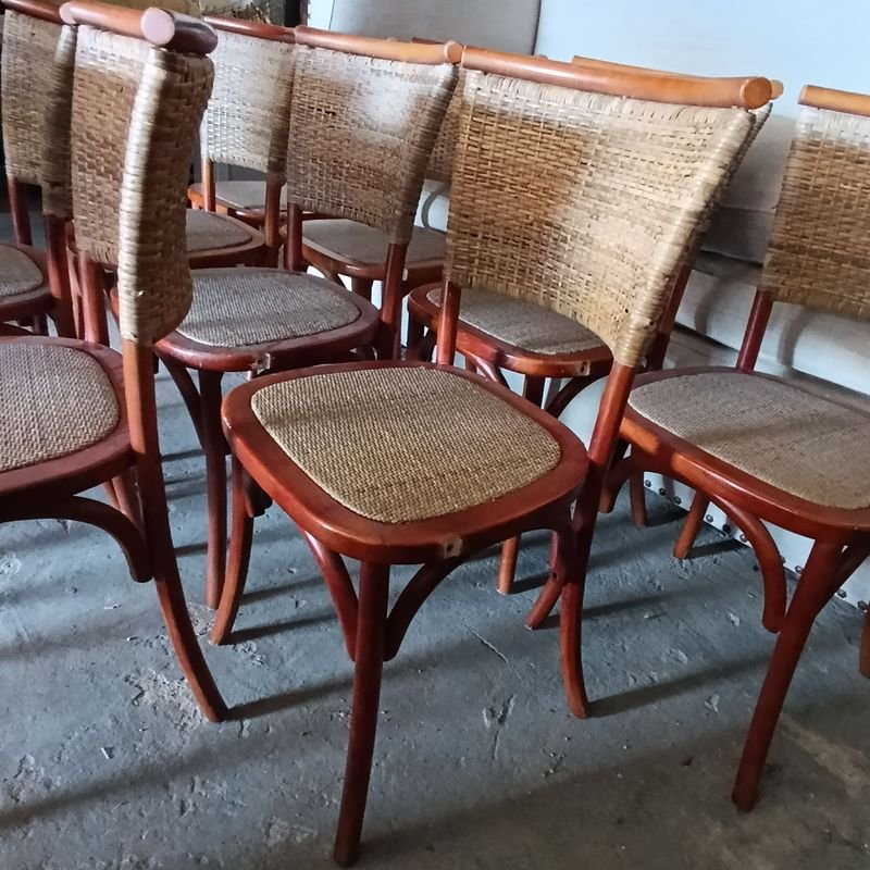 Sillas de madera maciza y ratán natural con posabrazos - imagen 6