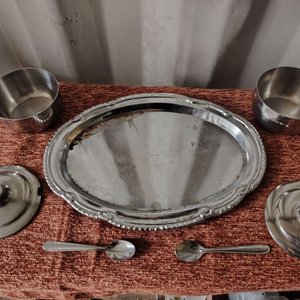 Bandeja Ovalada con Dos Azucareros y Cucharas de Acero Inoxidable - imagen 3