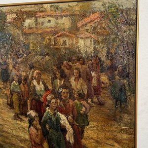 Oleo sobre tela "Día de Fiesta" de Enzo Domestico Kabregu 80x60 - imagen 2