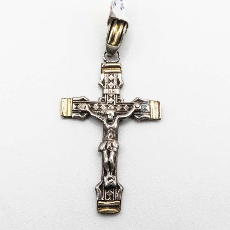 Colgante Cruz de Plata y Oro con Cristo