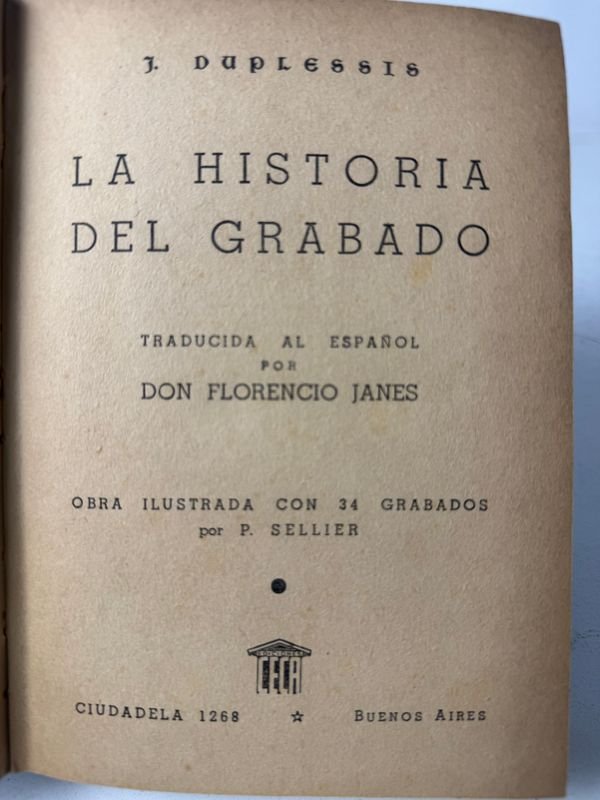 Libro de grabado por J. Duplessis - Buenos Aires imprenta Raño - imagen 3