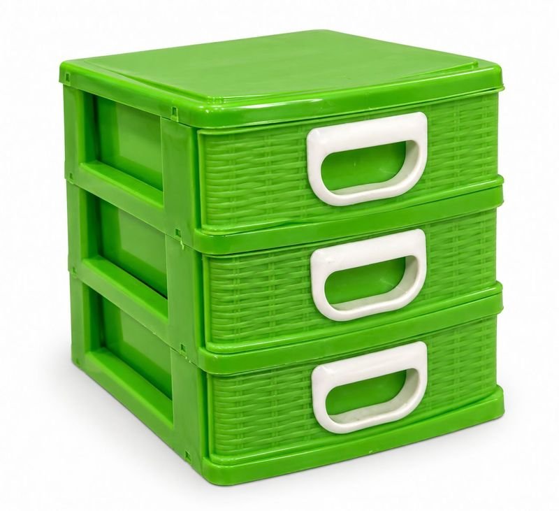 Cajonera Organizadora de Plástico Verde para Joyas y Pequeños Objetos