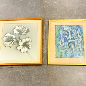 Dos cuadros diferentes flores y rostro - imagen 2