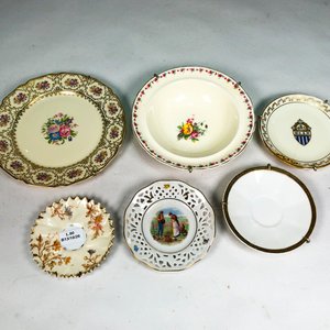 Lote de 5 Platos de Porcelana Alemana, Ceniceros y Platos Decorativos - imagen 2