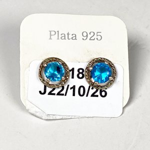 Par de Caravanas de Plata 925 con Piedra Azul - imagen 2