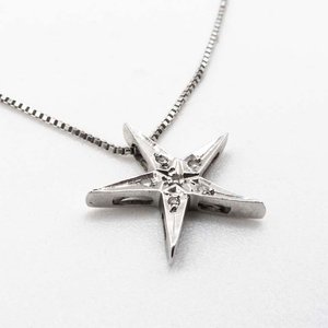Cadena Fina de Plata con Dije Estrella y Piedras - imagen 2