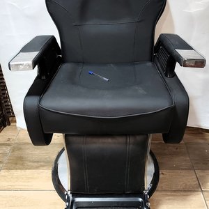 Sillón de Barbero Negro Tapizado en Eco Cuero, Reclinable y Regulable - imagen 5