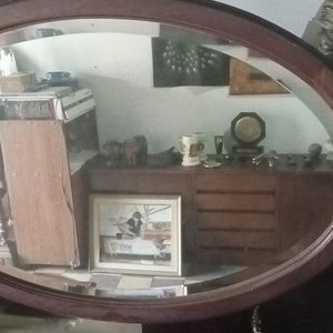 Tocador Antiguo de Madera con Espejo Giratorio y Cajones - imagen 2