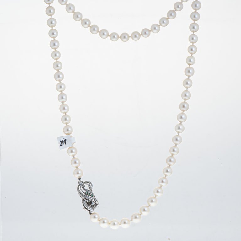 Collar de perlas y joyas en oro - imagen 2