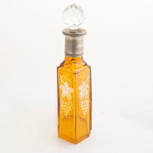 Botellón de Cristal Ámbar Tallado con Virola de Plata y Tapón - imagen 2