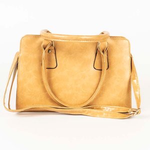 Cartera de Cuero Beige con Apliques Dorados - imagen 2