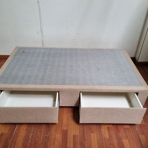 Sommier Tapizado Beige y Gris con 2 Cajones - imagen 2
