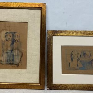 Oscar García Reino "Pareja" - Dos Dibujos a Tinta Sobre Papel - imagen 1