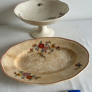 Frutera y Fuente Ovalada de Loza Italiana Sellada - imagen 2