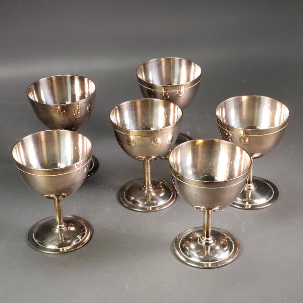 Seis Copitas "Elkington Plate" de Plata Antigua - 8.5cm Alto - imagen 1