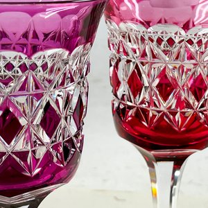 Tres Copas de Cristal Tallado con Detalles en Color - imagen 4
