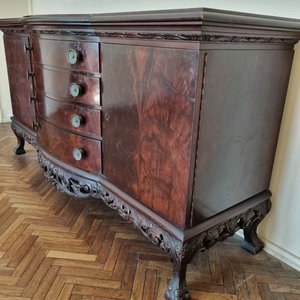 Antiguo Bahiut Estilo Chippendale en Pluma de Caoba - imagen 5