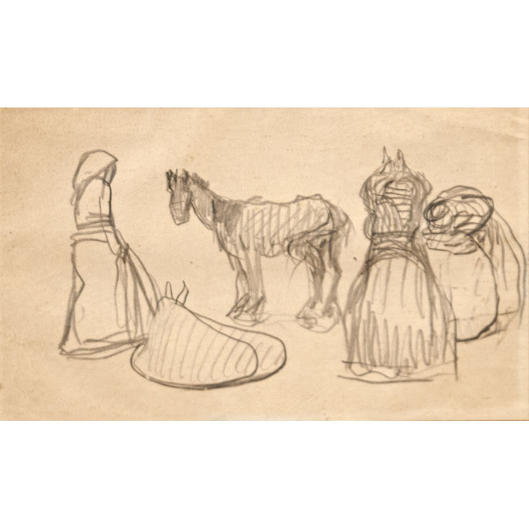 Lote siguiente: Pedro Figari. Lavanderas. Lápiz sobre papel, 12 x 19 cm. Sin firma. - Detalles de arte y estilo realista