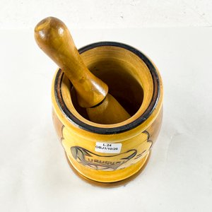 Mortero de Madera con Mazo y Dibujo de Carreta "Uruguay" - imagen 2