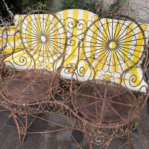 Antiguo Sillón de Jardín de Hierro Forjado de Tres Cuerpos - imagen 5