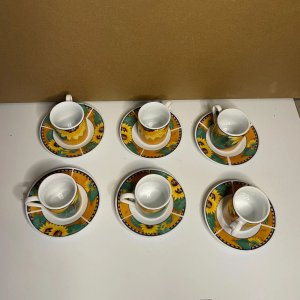 Juego de Tazas de Café con Platillos Estilo Girasol - imagen 3