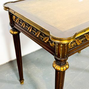 Par de Mesas Luis XVI Caoba y Madera Dorada Estilo Clásico - imagen 3