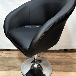 Butaca Giratoria Negra Tapizada en Eco Cuero para Peluquería - imagen 4