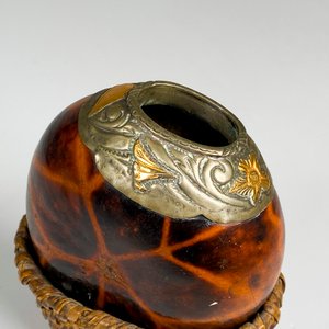 Mate galleta virola de plata y oro ,con soporte - imagen 4
