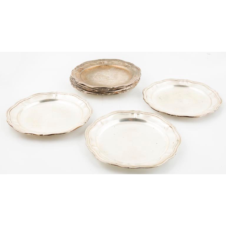 10 Platos para Pan de Plata 800 Antigua