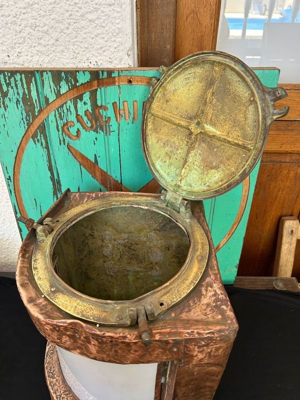 Farol de barco imponente en cobre y bronce - imagen 3