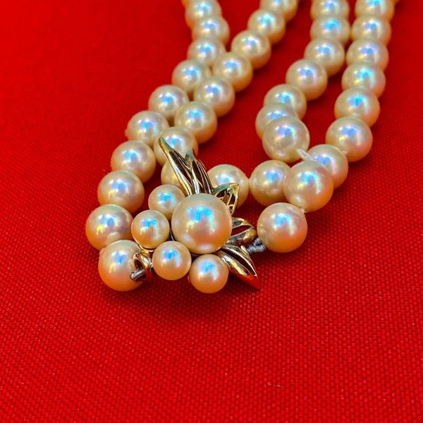 Collar de perlas con broche en plata y muy buen enchapado - imagen 3