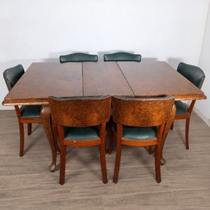 Juego de Comedor Francés: Mesa Extensible y 6 Sillas Tapizadas en Neoskai - imagen 2