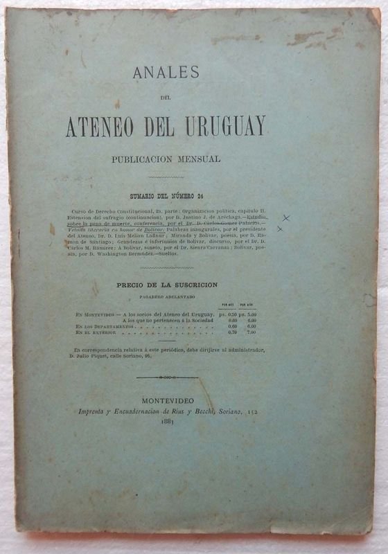 Lote anterior: Revista Anales Del Ateneo Del Uruguay, 1883 - Edición Original