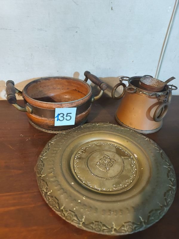 Lote de Adornos de Cocina Antiguos de Cobre y Bronce