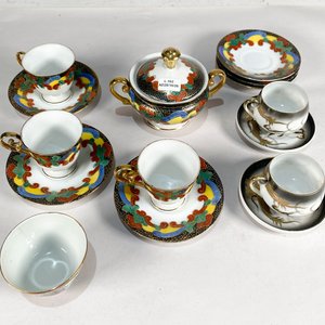Conjunto de Pocillos, Platos y Azucarero Estilo Oriental - imagen 4