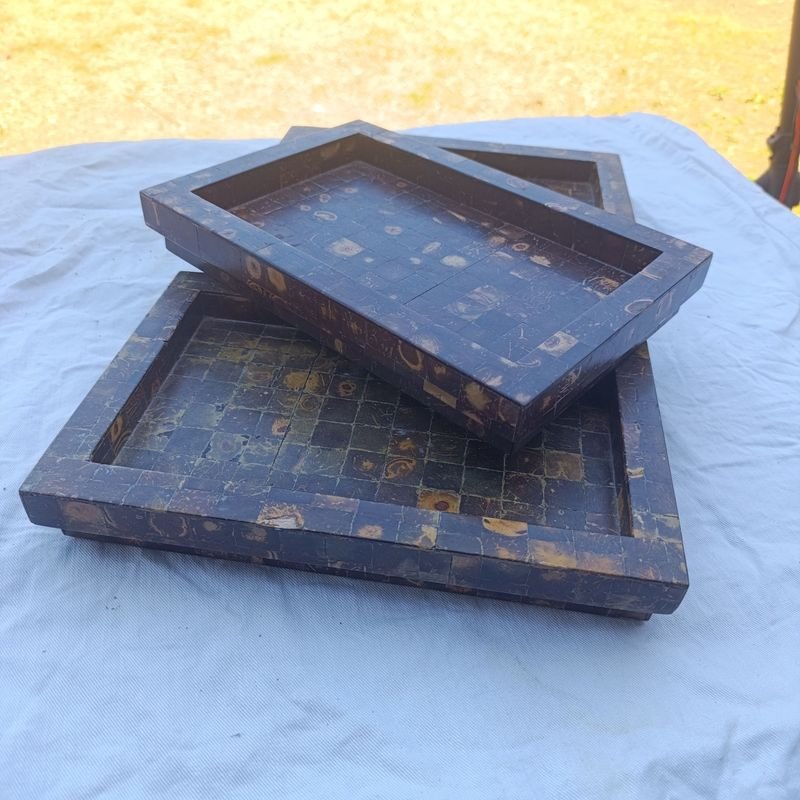 Bandejas Rectangulares en Madera con Revestimiento de Mosaico - imagen 2