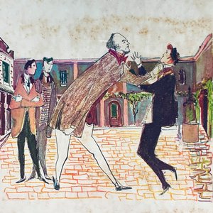 Reproducción "Personajes Peleando en la Calle" de Raúl Soldi, con Manchas - imagen 2
