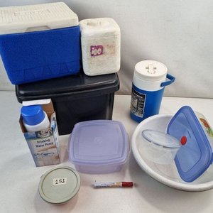 Lote Heladera Covey, Conservadora, Termo, Bomba Dispensadora y Tupperware - imagen 1
