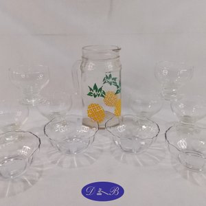 Lote siguiente: Jarra y 6 Copas para Postre con Diseño de Piñas