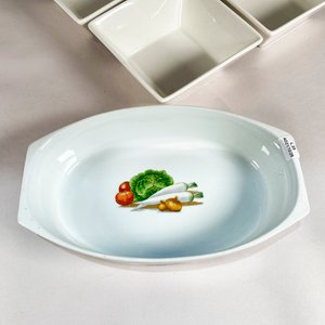 Conjunto 5 Piezas: 4 Bowls Cuadrados Blancos y 1 Ensaladera "Pyrex" con Dibujo de Vegetales - imagen 2