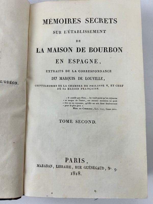 Dos tomos de Memorias secretas sobre el establecimiento de la Casa de Borbón en España - imagen 3