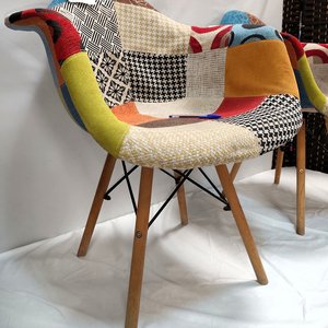 Lote de 2 Sillas Estilo Eames Patchwork con Apoyabrazos - imagen 3